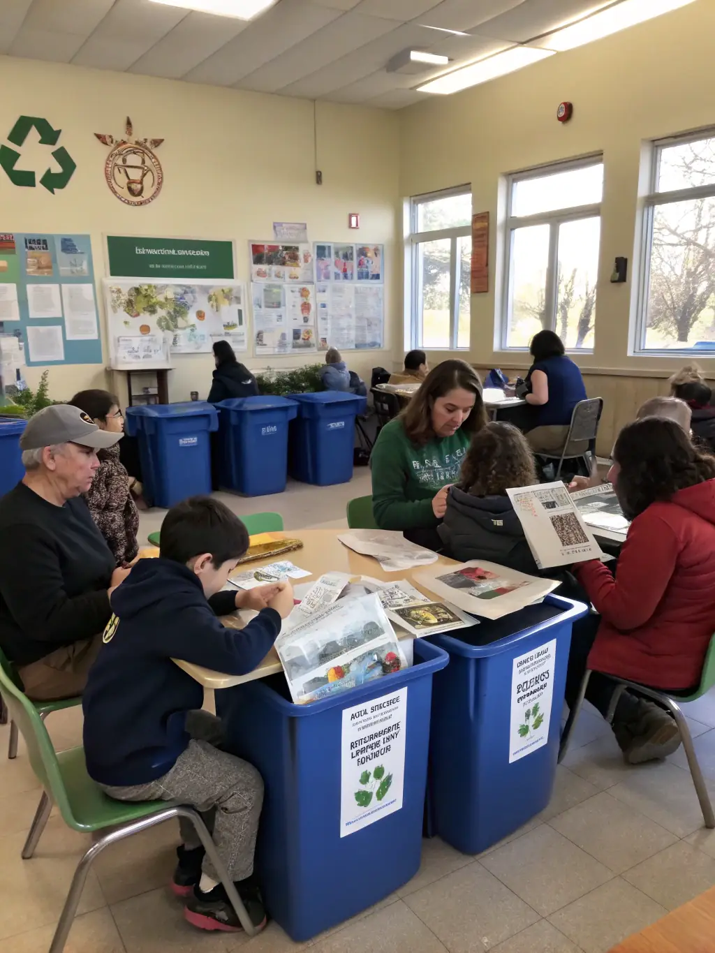 An image showcasing a workshop where participants are learning about sustainable gardening practices and composting techniques.